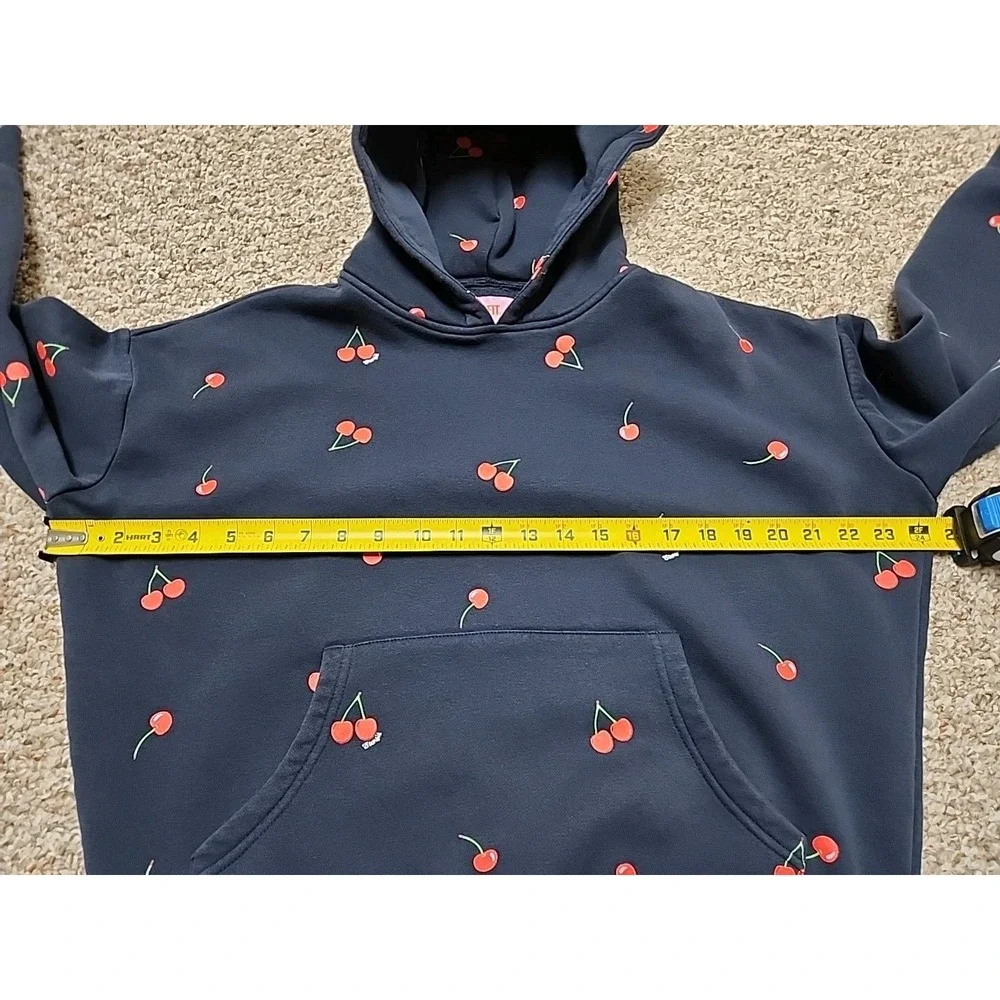 Starfit‎ Navy Blue Cherry Print Matching Set XS Cotton Blend Hoodie Joggers
